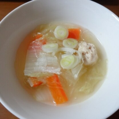 鶏団子を作っていたので、ひき肉の代わりに投入しました！
野菜たっぷり＆春雨でヘルシーですね^m^
生姜が効いてて体もポカポカ❤
とても美味しくいただきました♪